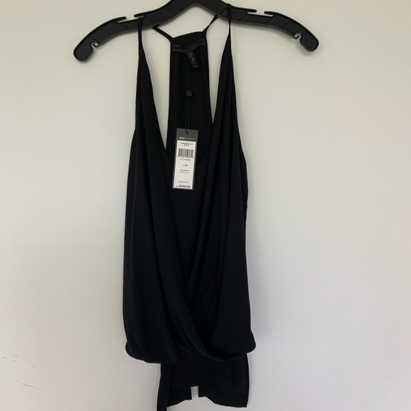 NWT BCBG Draped-Front Faux Wrap Top - Picture 5 of 8